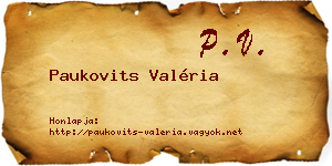 Paukovits Valéria névjegykártya